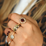 TRUDY | 9K Vintage Garnet & Pearl Ring
