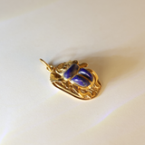 Vintage Lapis Lazuli Scarab Pendant 18K