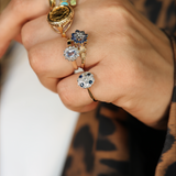 ABRIL | 18K & Platinum Vintage Sapphire & Diamond Cluster Ring
