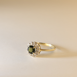 BENITA | 9K Vintage Diamond & Tourmaline Cluster Ring
