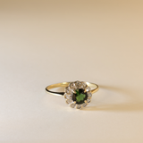 BENITA | 9K Vintage Diamond & Tourmaline Cluster Ring