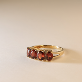 FINA | 9K Vintage Garnet & Diamond Row Ring