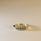 LONDON | 9K Vintage Diamond & Emerald Cluster Ring