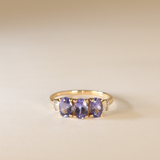 MINH | 9K Vintage Tanzanite & Diamond Trilogy Ring