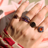 MARIAM | Vintage Garnet Flower Ring
