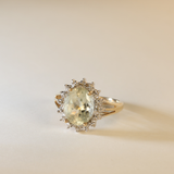 NYNKE | 9K Vintage Green Quartz & Diamond Ring