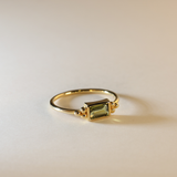 Aurora Green Tourmaline Baguette Ring 14K