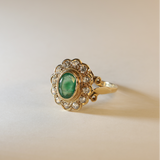 CALLIE | Vintage Emerald Cluster Ring