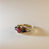 DESPINA | 9K Vintage Sapphire & Ruby Trilogy Ring